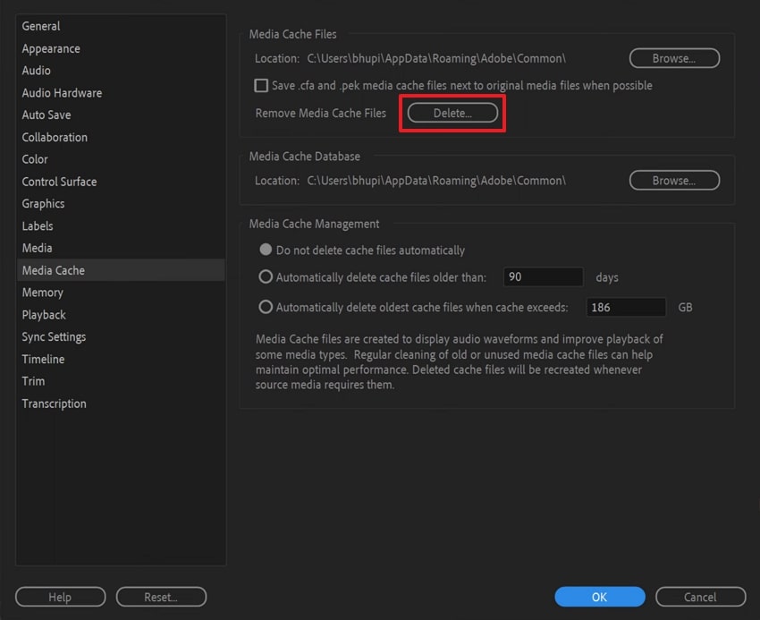 delete media cache