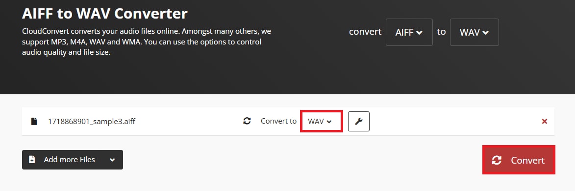 convert aiff to wav