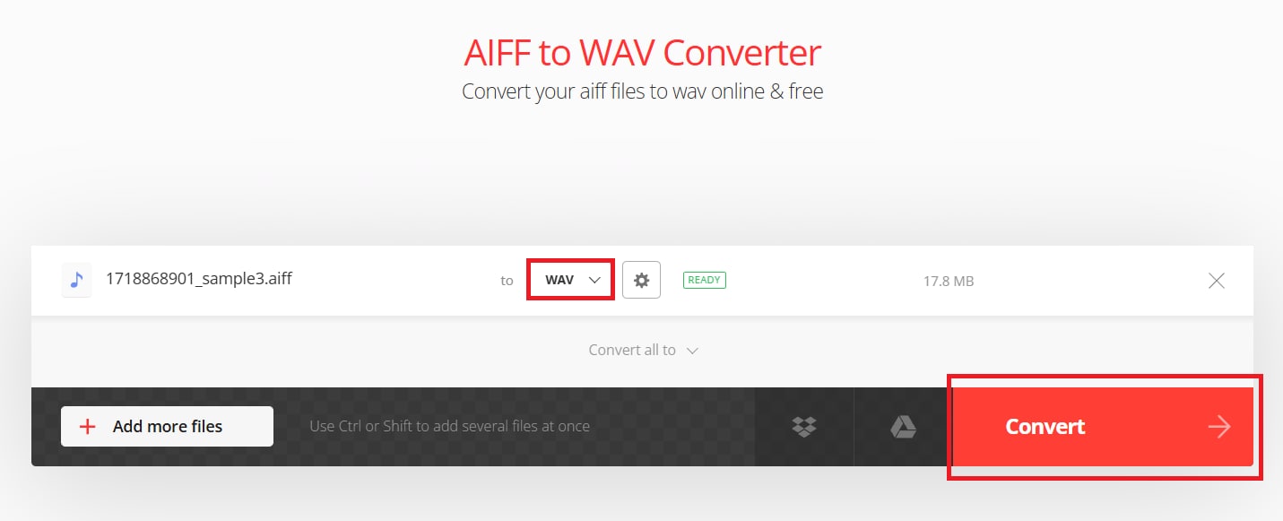 convert aiff to wav