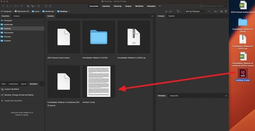 bring file in adobe bridge