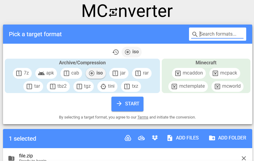 start converting files in mconverter