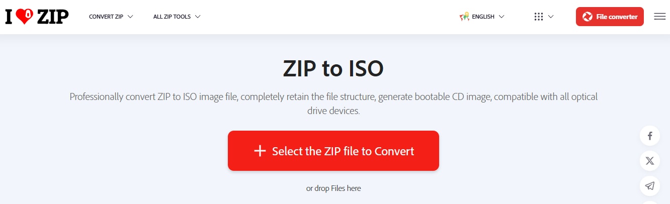 select the zip file to convert in i love zip