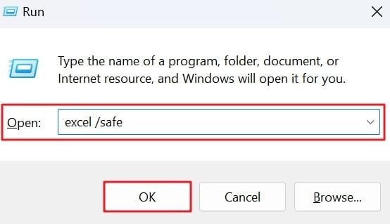 open excel in safe mode