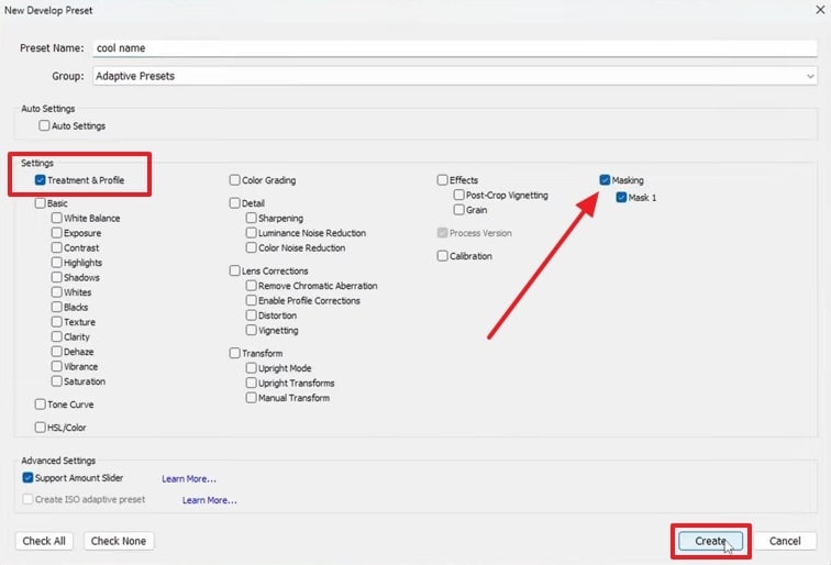 create treatment & profile