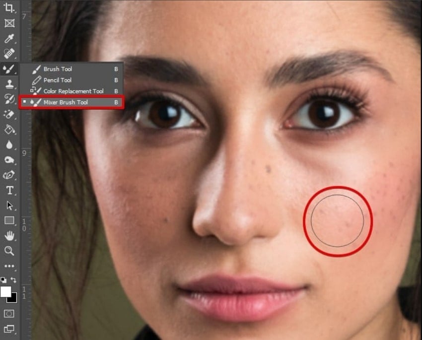 proceed with mixer brush tool