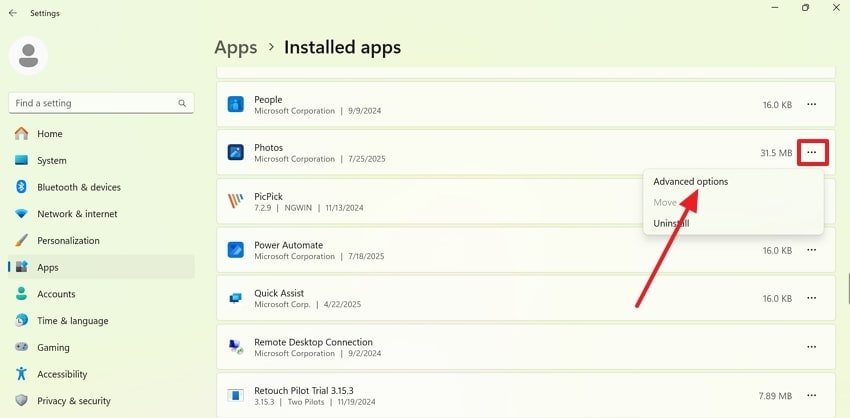 get advanced photos options