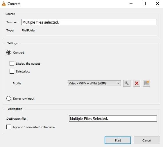 vlc media player wma to wav