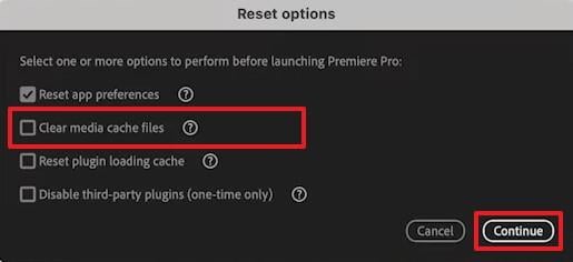 clear media cache file and continue