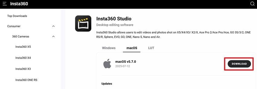 continue to download insta360 mac
