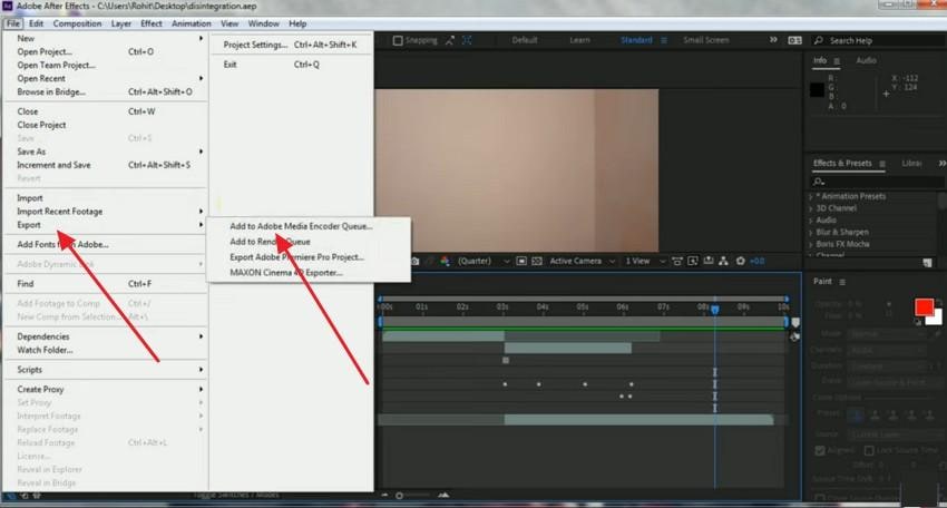 export add to adobe media encoder