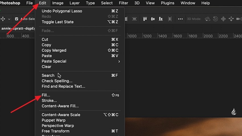 choose fill from edit tab