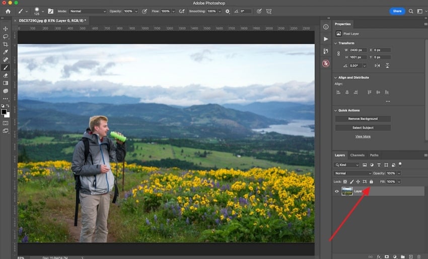 access lock button in photoshop