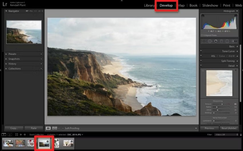 choose develop option and select photo