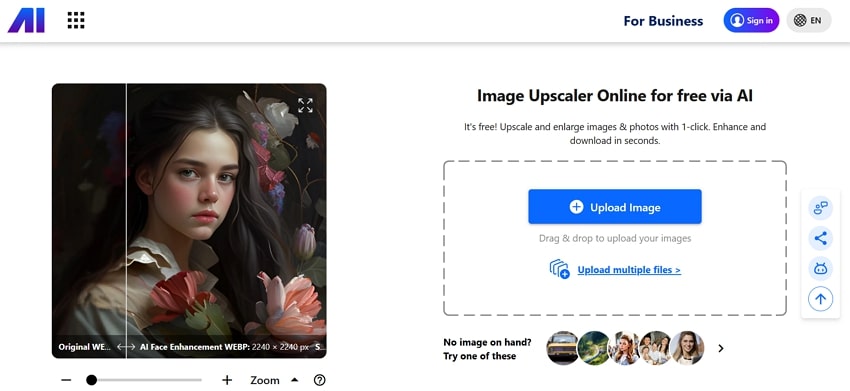 interface of nero to upscale image