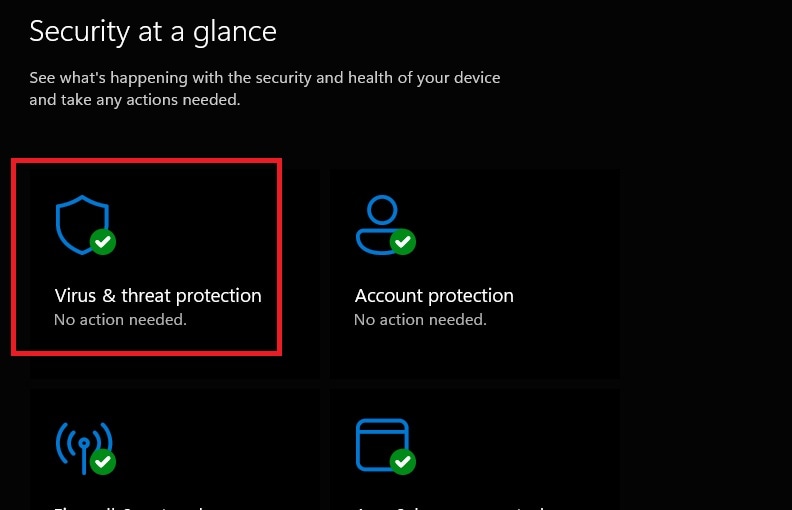 virus and threat protection settings