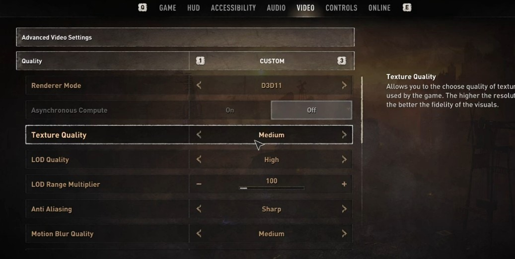 dying light 2 adjust texture quality