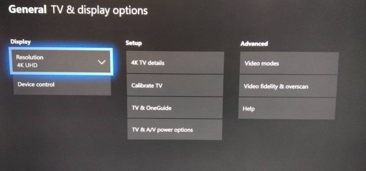 general tv and display options