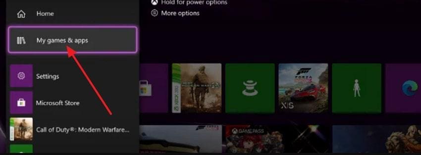 access my games and apps tab