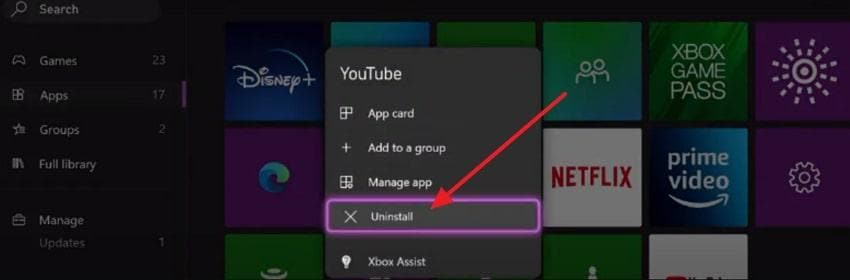 uninstall the youtube app