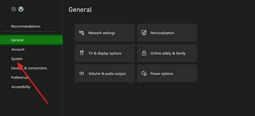 open system tab from settings