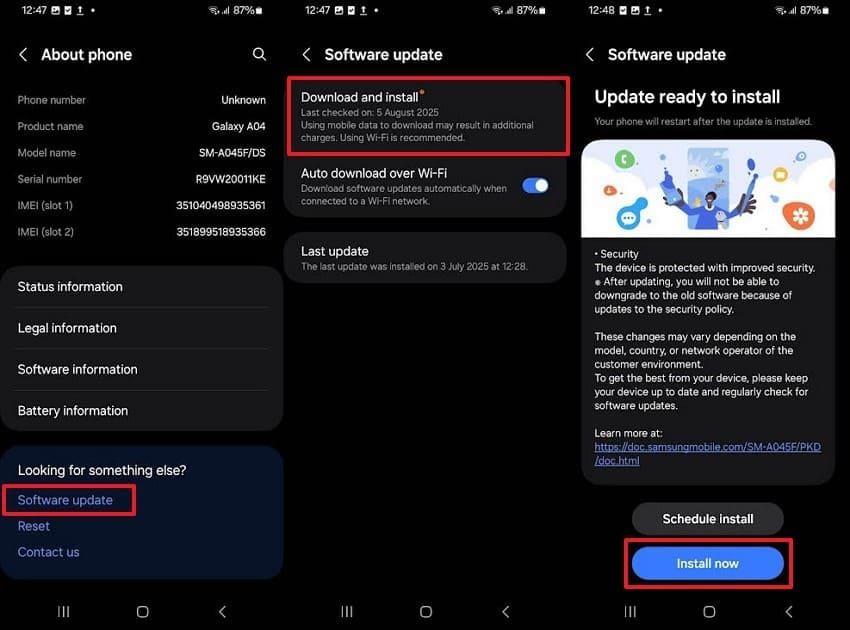 install software update android