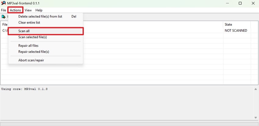 click scan all on mp3 files