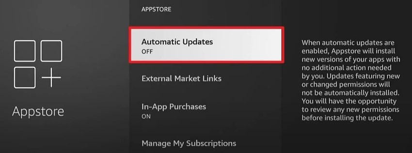 switch off automatic option