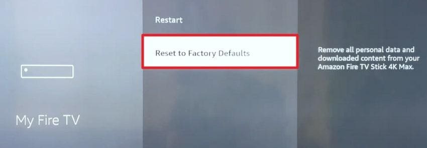 choose reset factory default