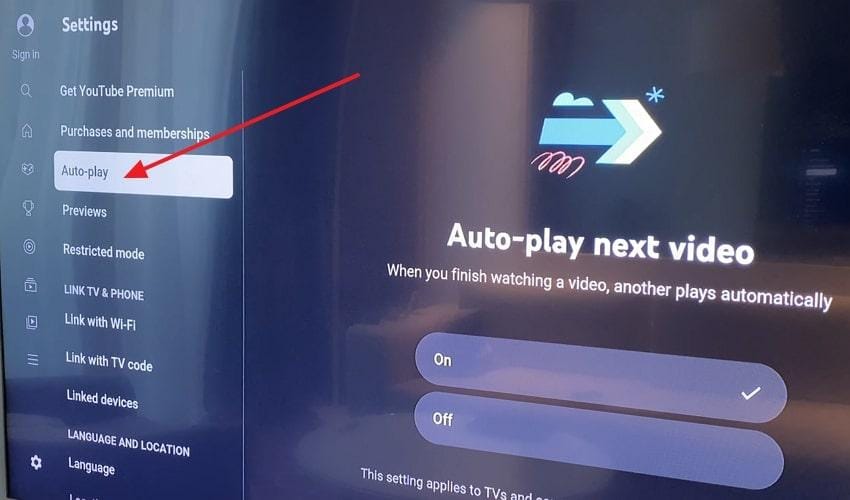 press auto play option