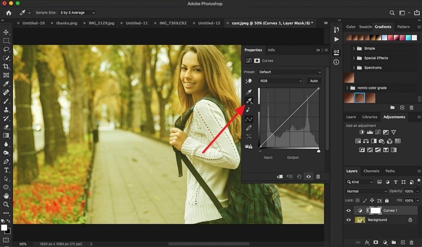 select the eyedropper for color tones