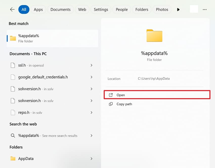 access appdata folder