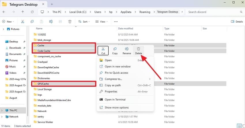 delete all cache files