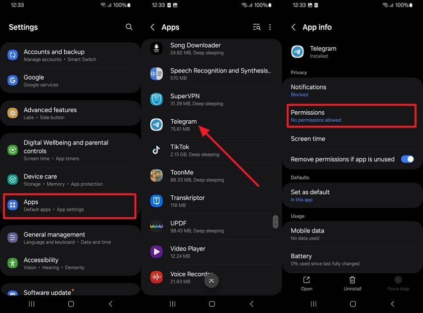 open settings to grant permission
