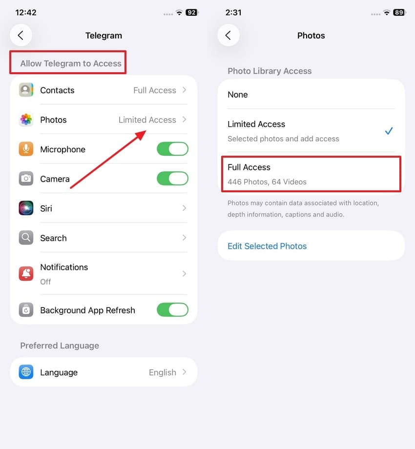 give full access to photos