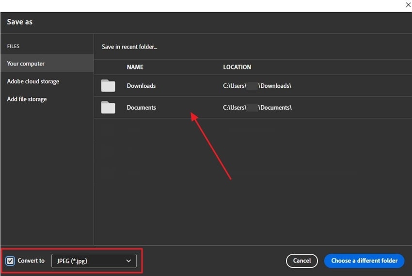 choose image format and save