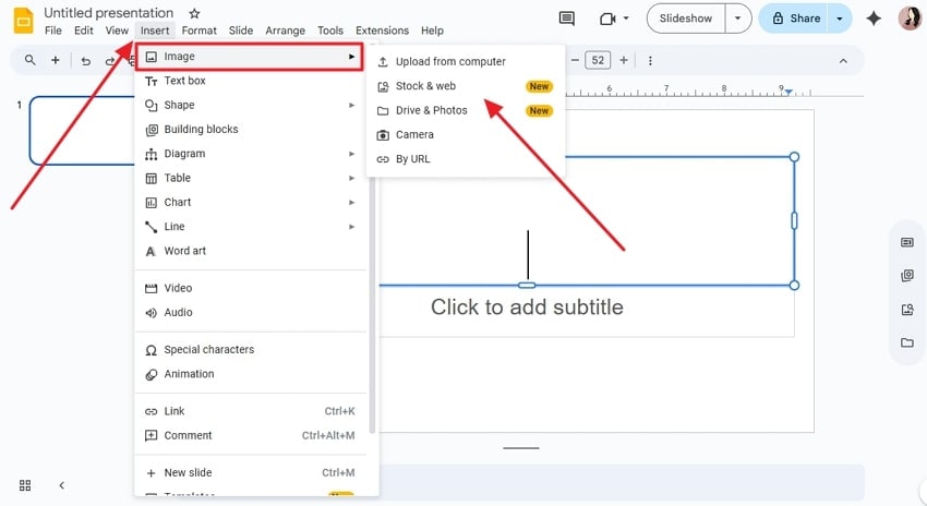 upload ppt images on google slides