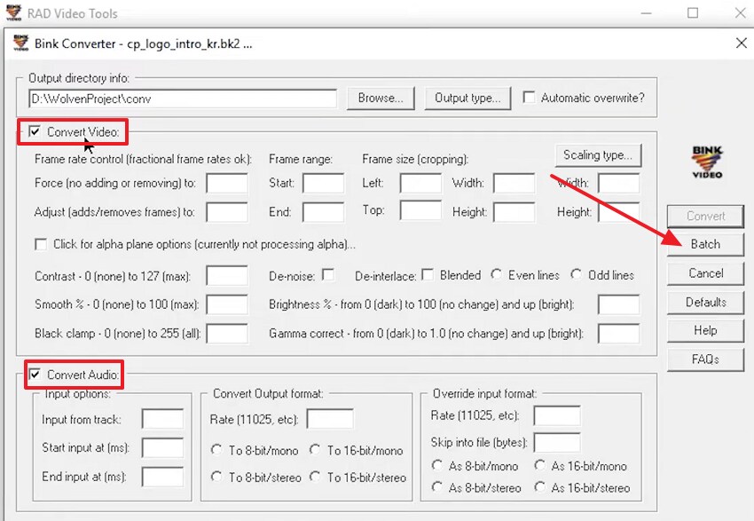 choose format and press batch