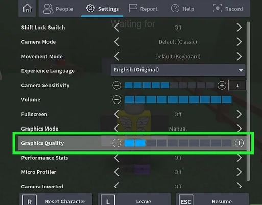 adjust roblox graphic settings in desktop