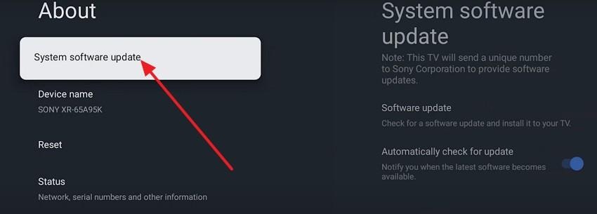 use system software update option