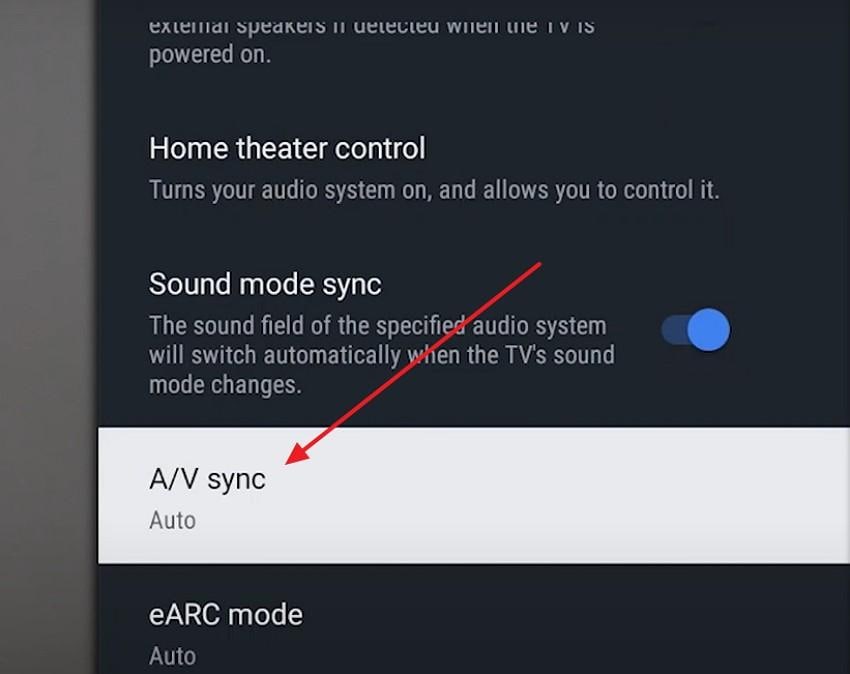 press a/v sync option