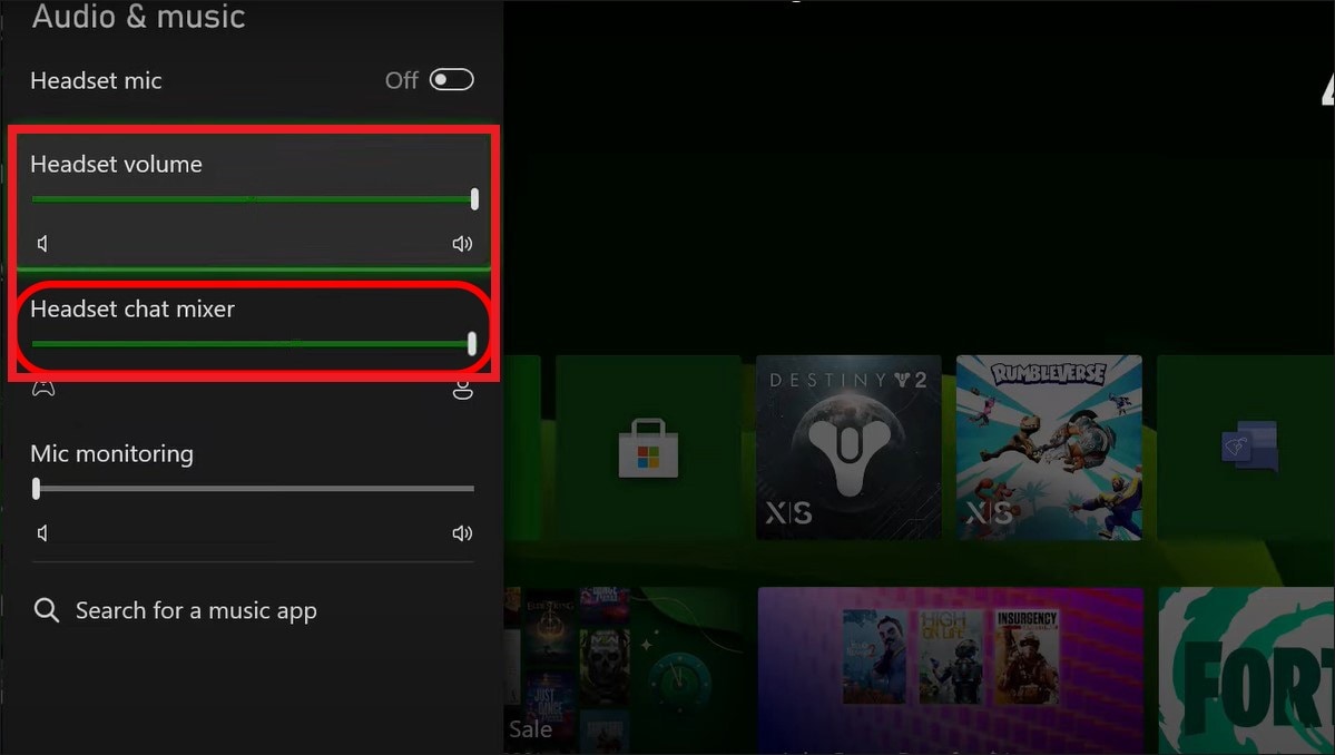 maximize headset volume and chat mixer