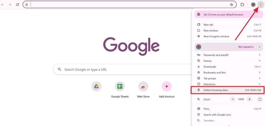 delete browsing data on windows