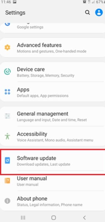 samsung software update settings
