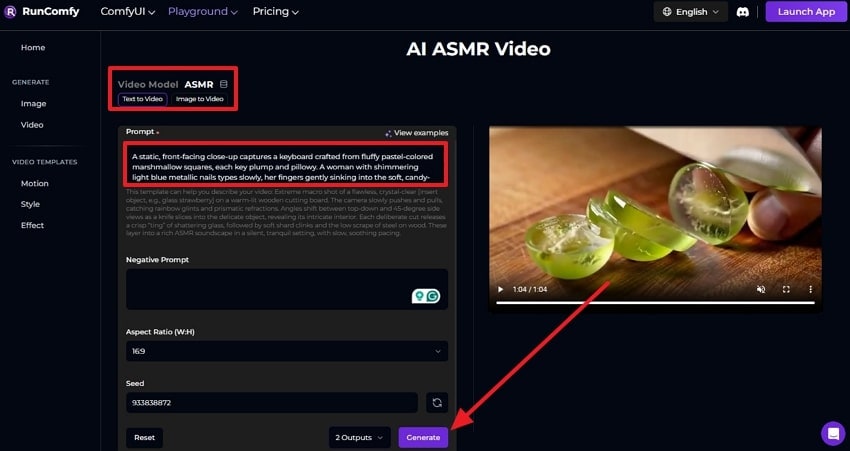 use prompt to generate asmr content
