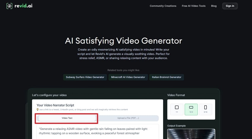 access video text for asmr video