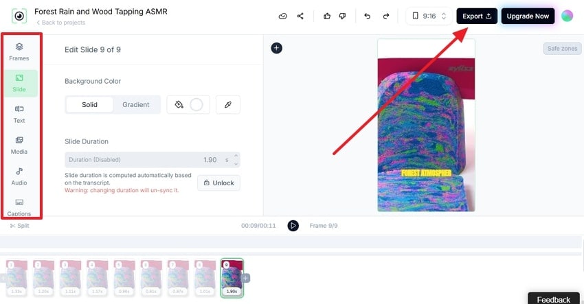 customize and export video