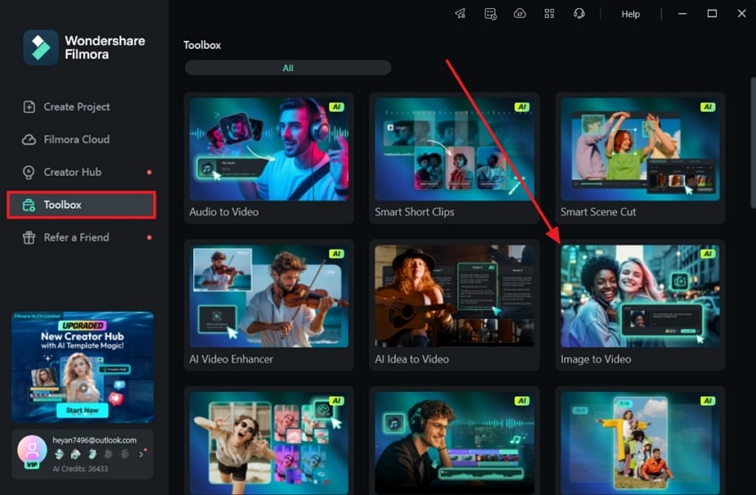 open image to video on filmora