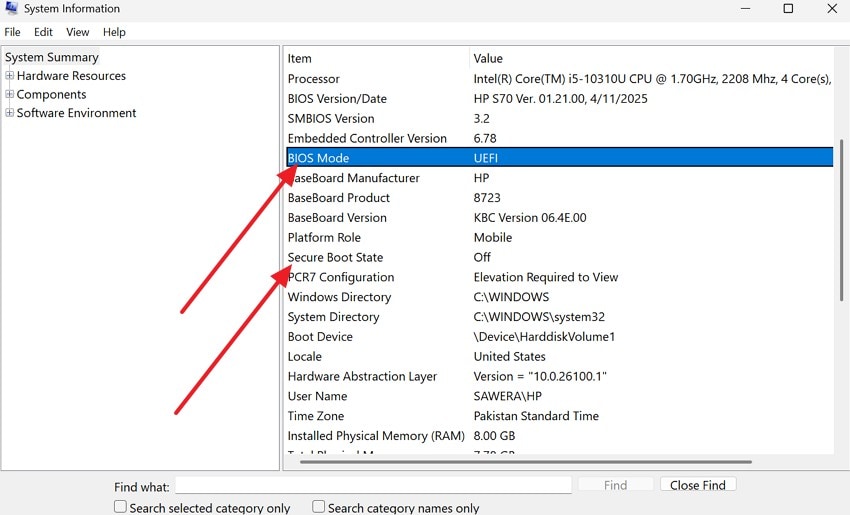 check bios mode secure boot state