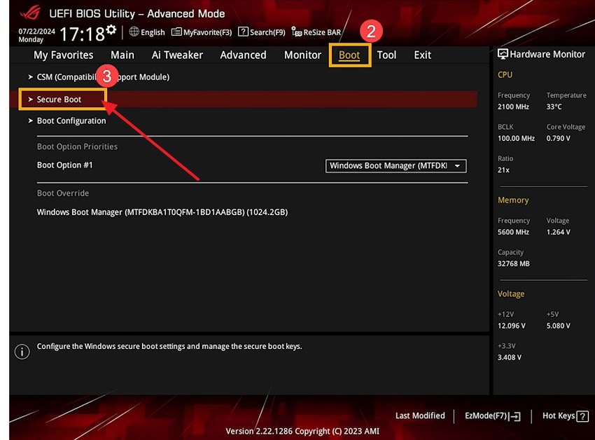 choose secureboot