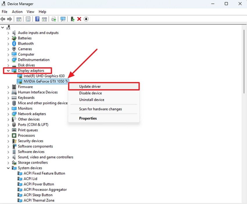 choose to update display drivers